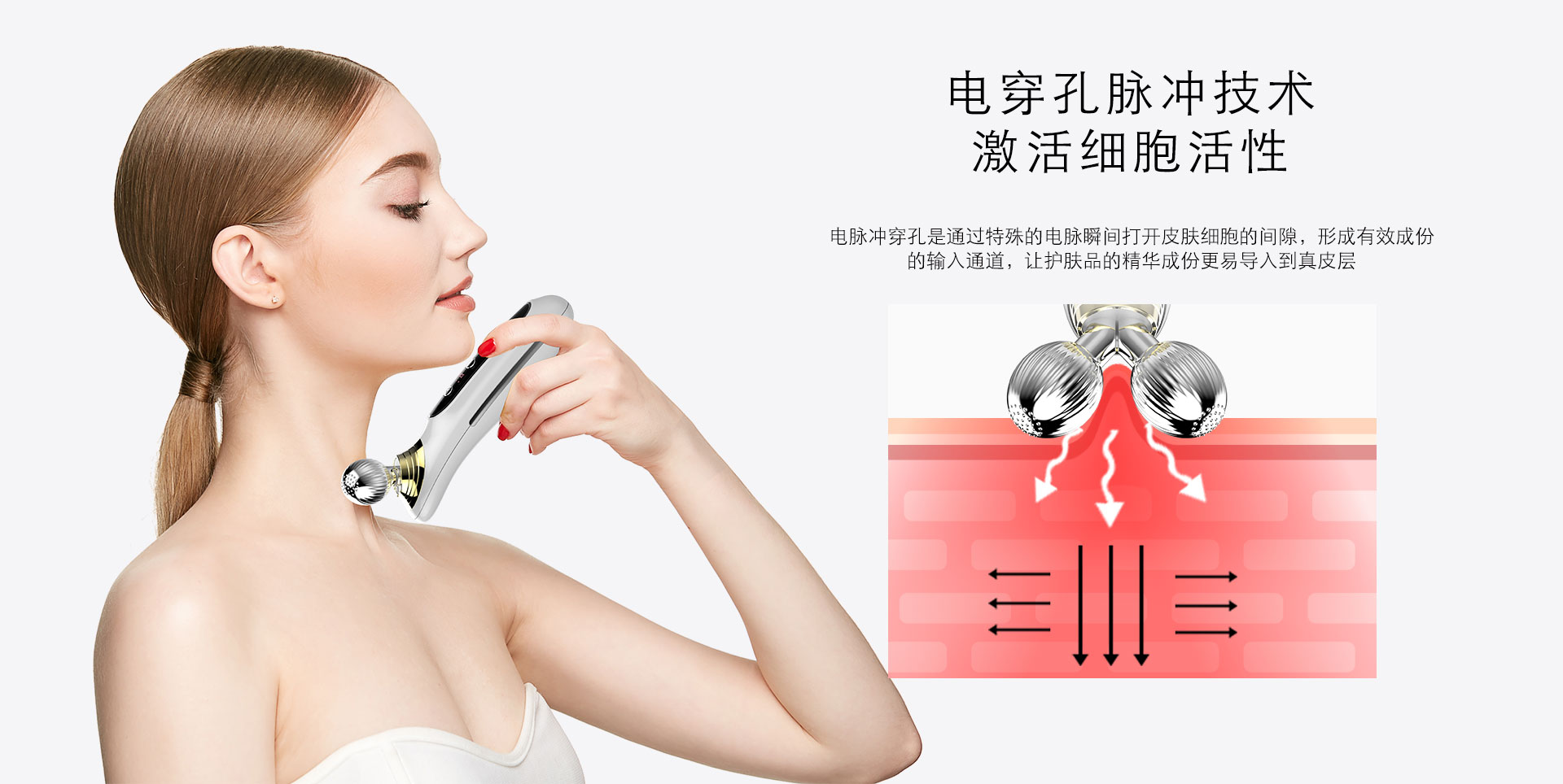 RF EMS双滚轮美容仪 360度电脉冲 身体脸部适用 KKS-147